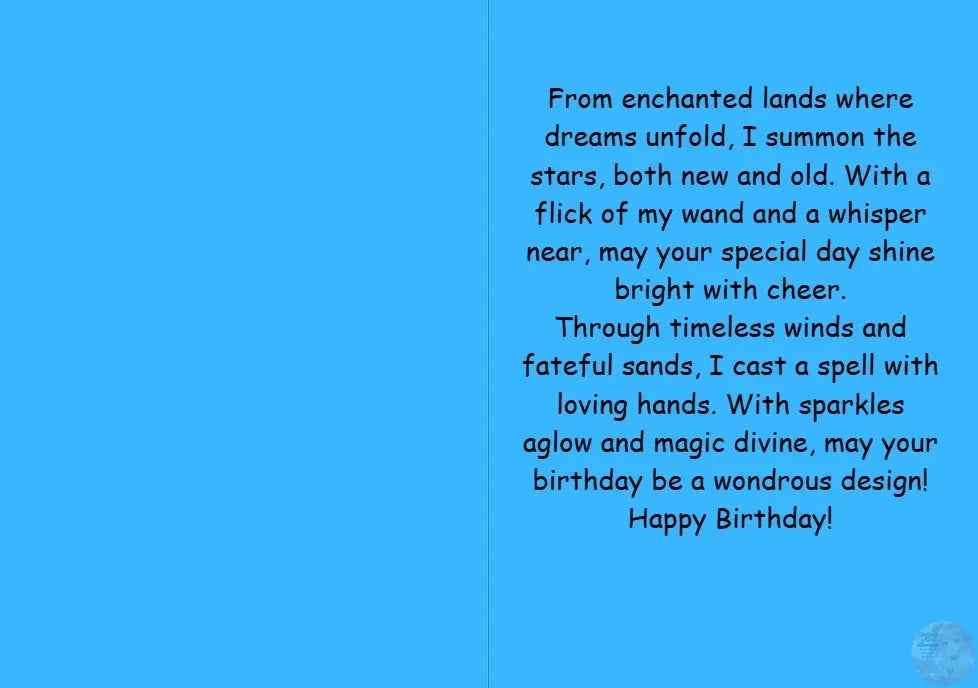 Magical Anime Birthday Card - Spellbound Sorceress Design - Enchanted Blue Celebration Card