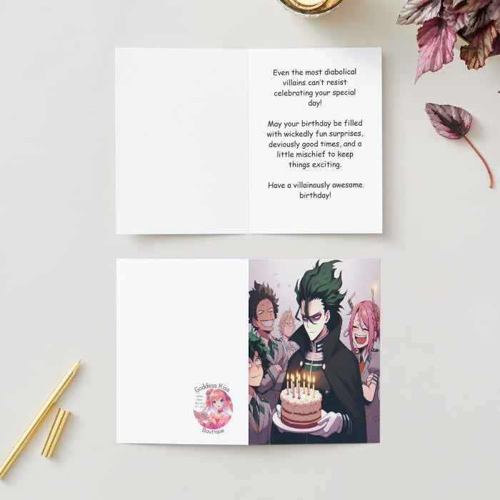 Anime Birthday Card - Mischievous Villain Character Celebration - Wicked Fun Greeting Card
