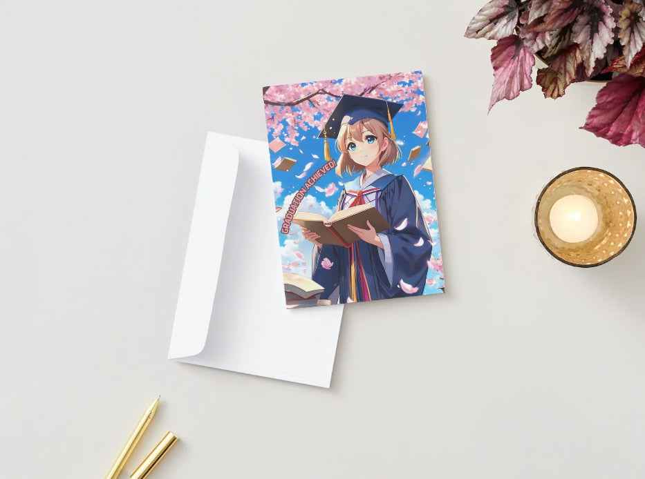 Anime Graduation Card - Academic Achievement Celebration - Educational Success Card
