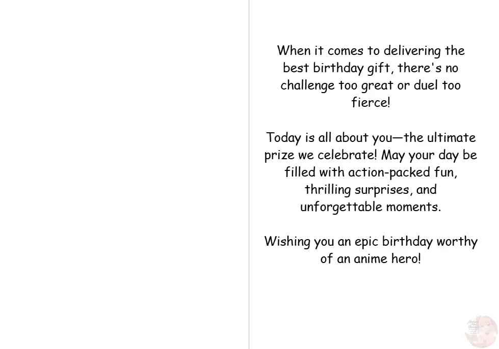 Anime Birthday Card - Action Packed Battle Celebration - High Energy Adventure Greeting