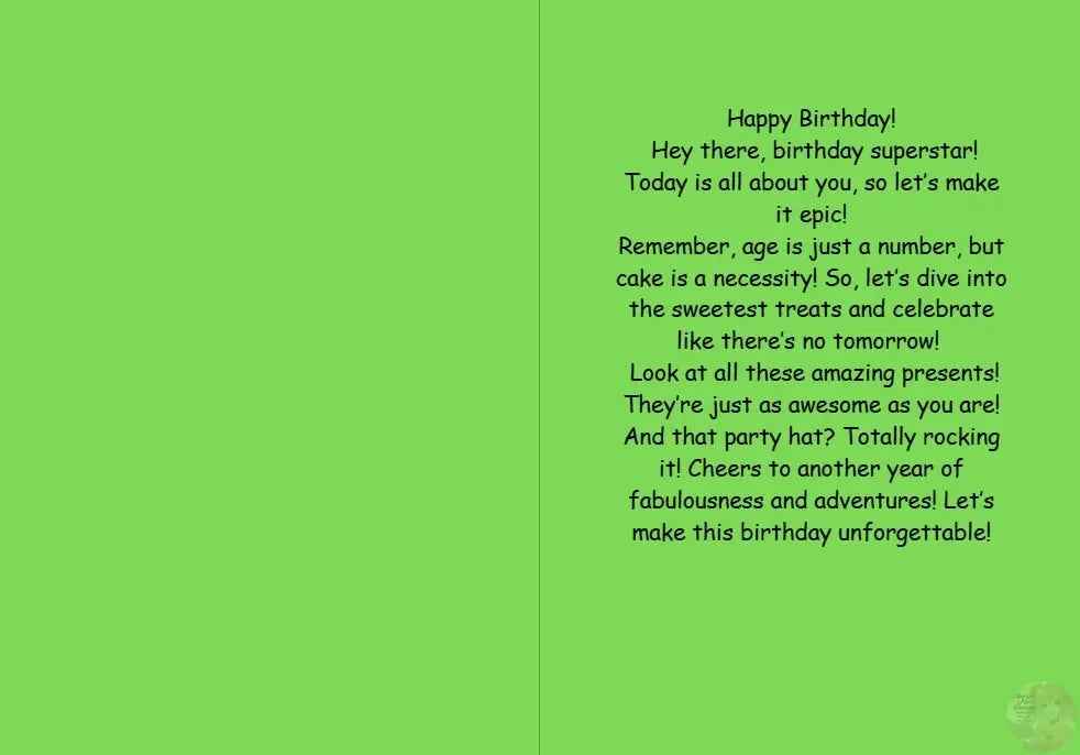 Anime Birthday Card - Green Party Celebration Design - Cake & Friends Greeting Card