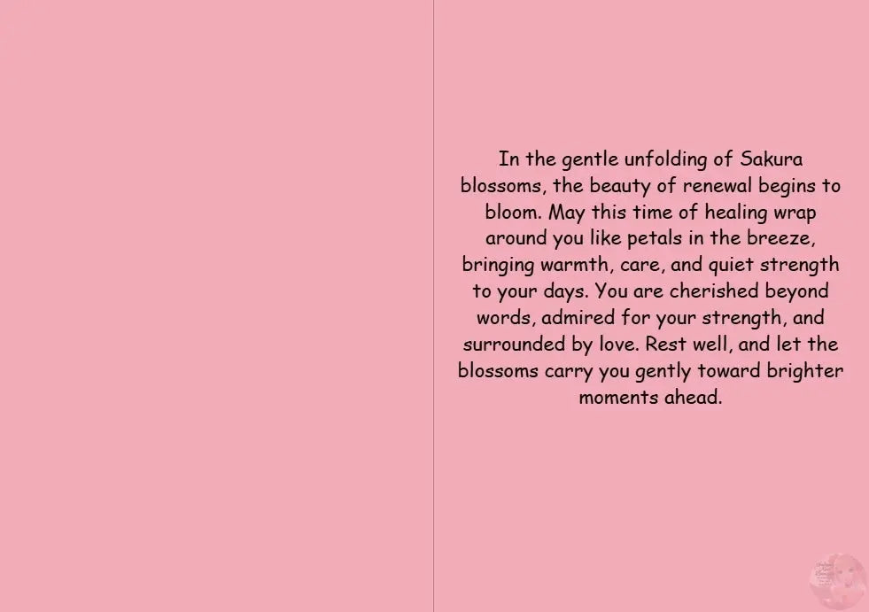 Anime Get Well Card - Healing Bloom in the Heart Design - Sakura Recovery Card - Goddess Kiss Boutique