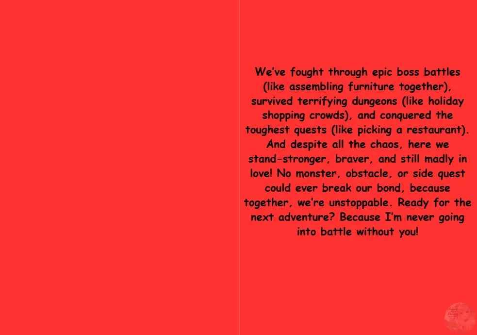 Anime Anniversary Card - Battle-Tested Love Design - Warrior Couple Adventure Card
