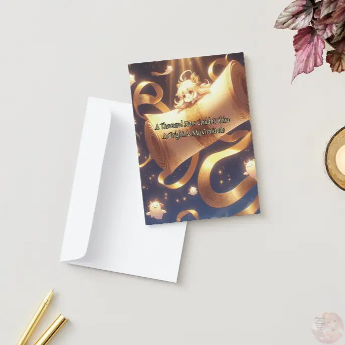 Anime Thank You Card - Celestial Gratitude Design - Magical Appreciation Celebration Card - Goddess Kiss Boutique