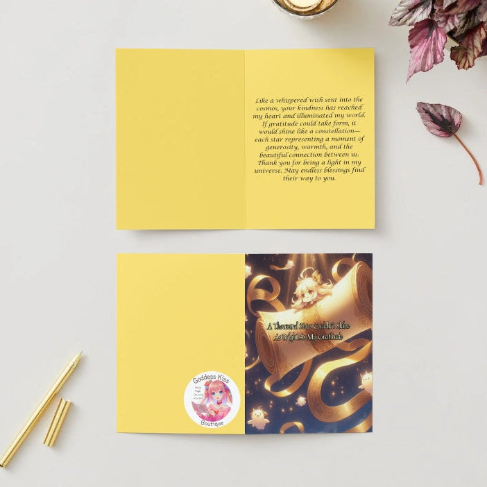Anime Thank You Card - Celestial Gratitude Design - Magical Appreciation Celebration Card - Goddess Kiss Boutique