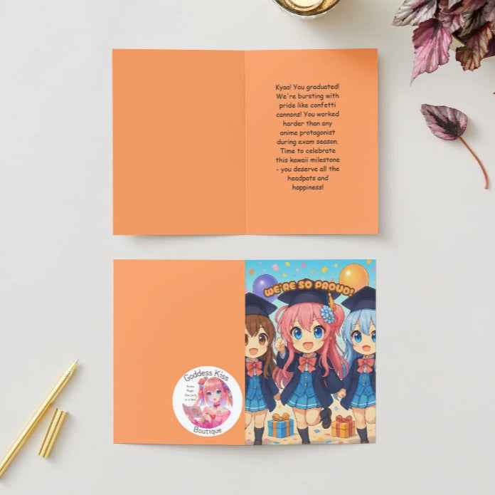 Anime Graduation Card - Chibi Celebration Squad - Cute Graduation Card