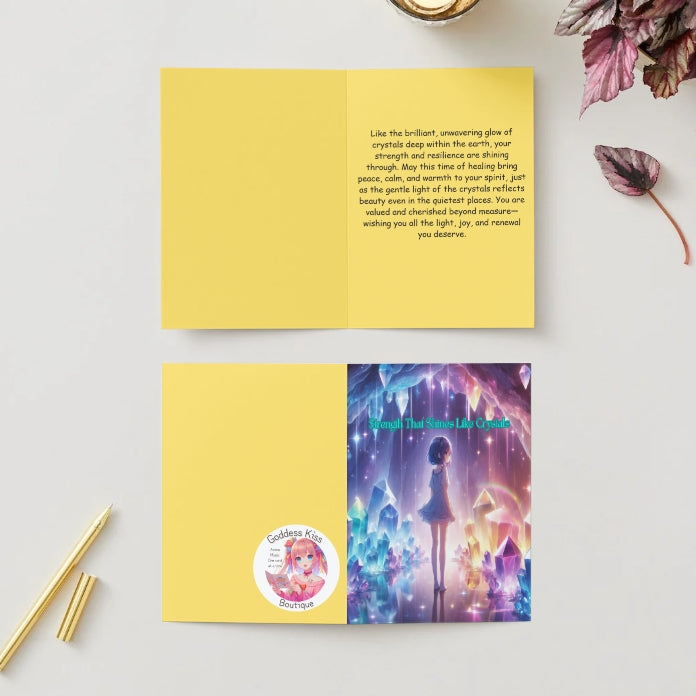 Anime Get Well Card - Crystal Light Design - Healing Energy Recovery Card - Goddess Kiss Boutique