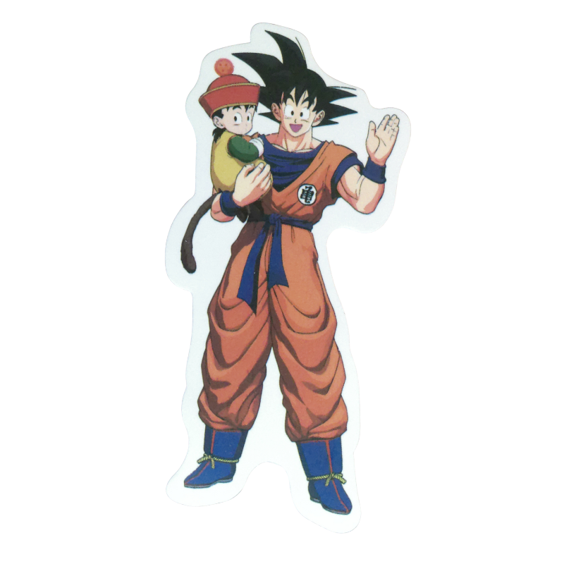 Collection of 74 Dragon Ball and Dragon Ball Z anime character stickers featuring iconic characters like Goku, Vegeta, Piccolo, Gohan, and other beloved fighters from both classic Dragon Ball and Dragon Ball Z series, available as individual $1 vinyl stickers