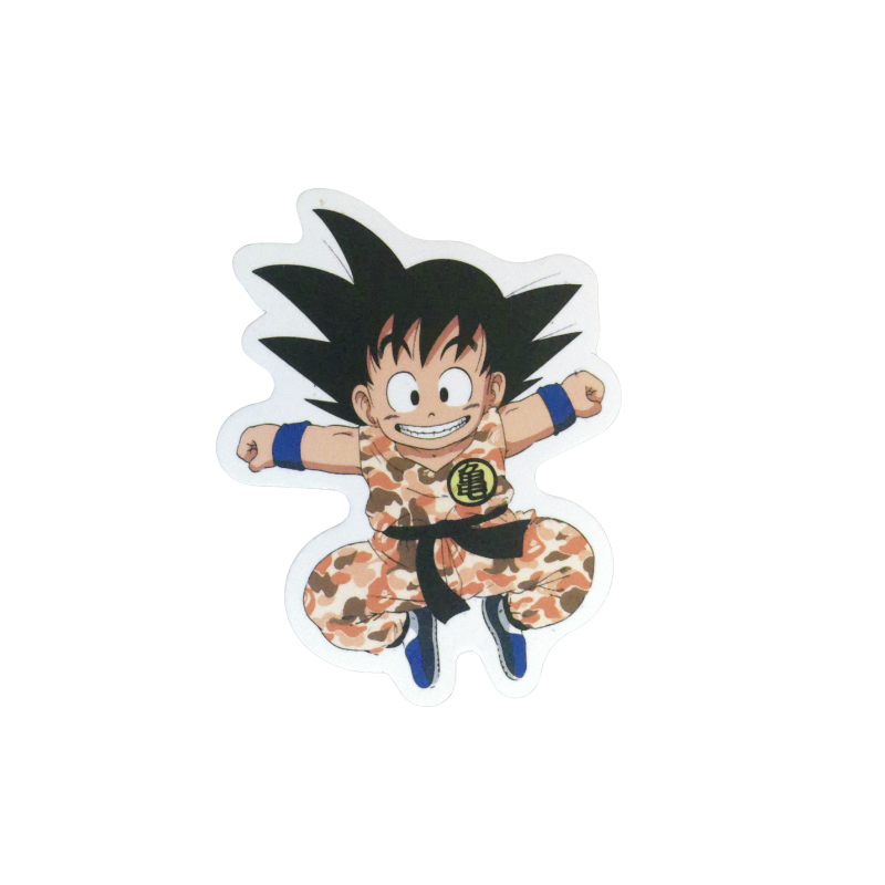 Collection of 74 Dragon Ball and Dragon Ball Z anime character stickers featuring iconic characters like Goku, Vegeta, Piccolo, Gohan, and other beloved fighters from both classic Dragon Ball and Dragon Ball Z series, available as individual $1 vinyl stickers