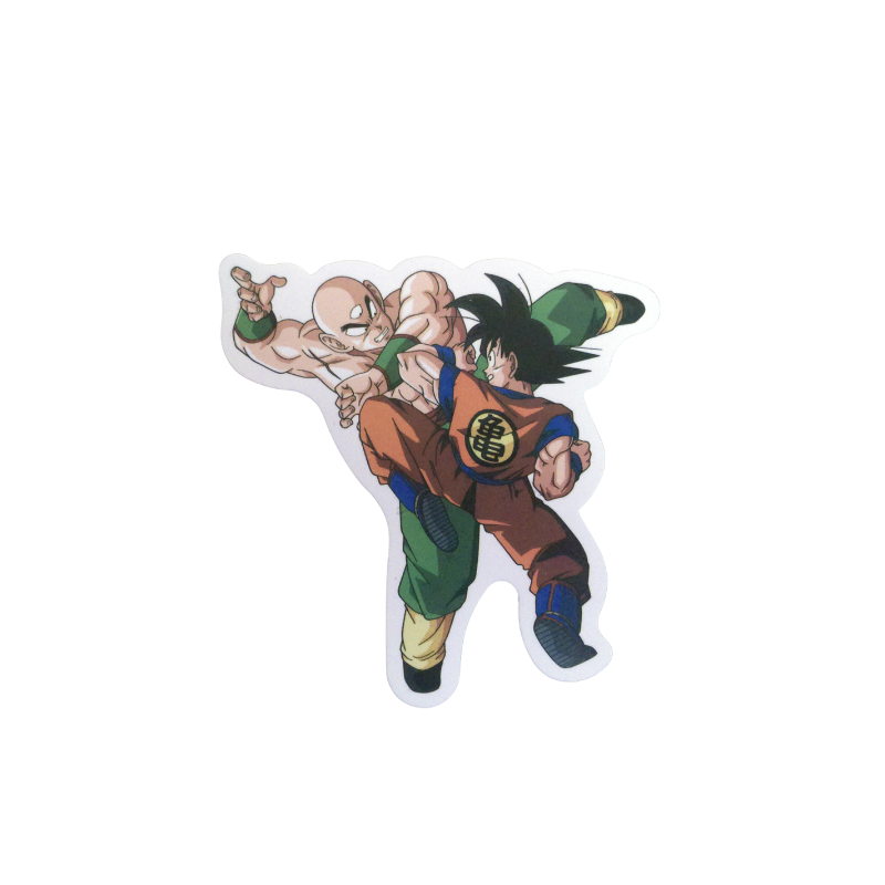 Collection of 74 Dragon Ball and Dragon Ball Z anime character stickers featuring iconic characters like Goku, Vegeta, Piccolo, Gohan, and other beloved fighters from both classic Dragon Ball and Dragon Ball Z series, available as individual $1 vinyl stickers