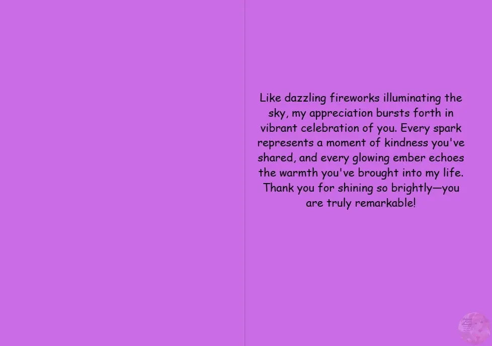 Anime Thank You Card - Fireworks Design - Celebration Gratitude Burst Card - Goddess Kiss Boutique