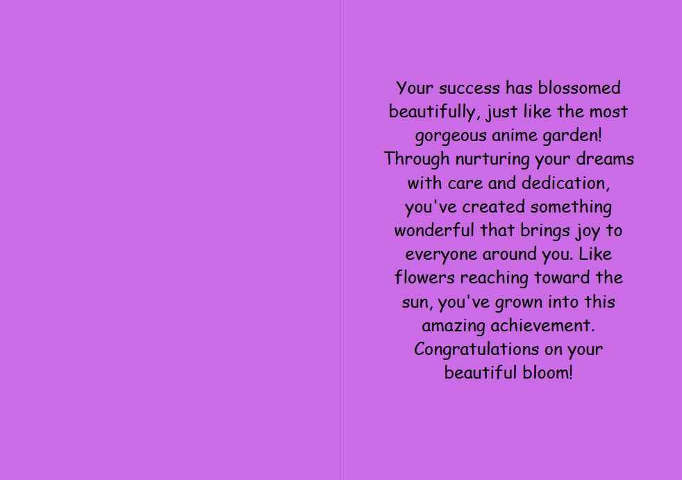 Anime Congratulations Card - Flower Power Success - Floral Congratulations Card
