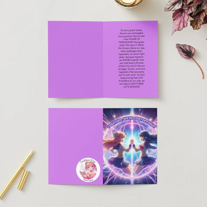 Girl Power of Friendship – Anime Friendship Card - Goddess Kiss Boutique