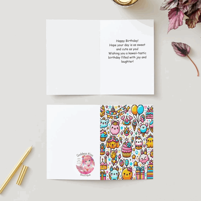 Charming Kawaii Anime Birthday Card - Perfect for Anime Lovers! Goddess Kiss Boutique