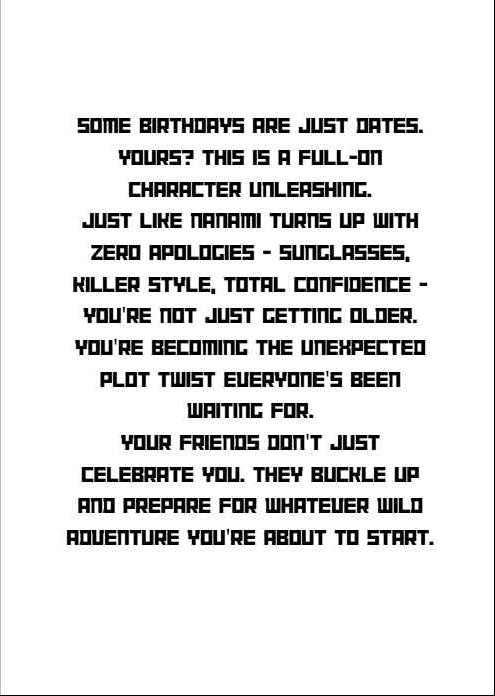 Jujutsu Kaisen Kento Nanami Birthday Card - "Birthday Chaos Officially Authorized"