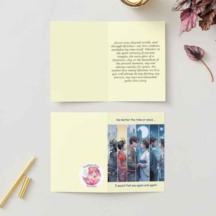 Anime Anniversary Card - Love Through Time and Destiny Design - Timeline Romance Celebration Card