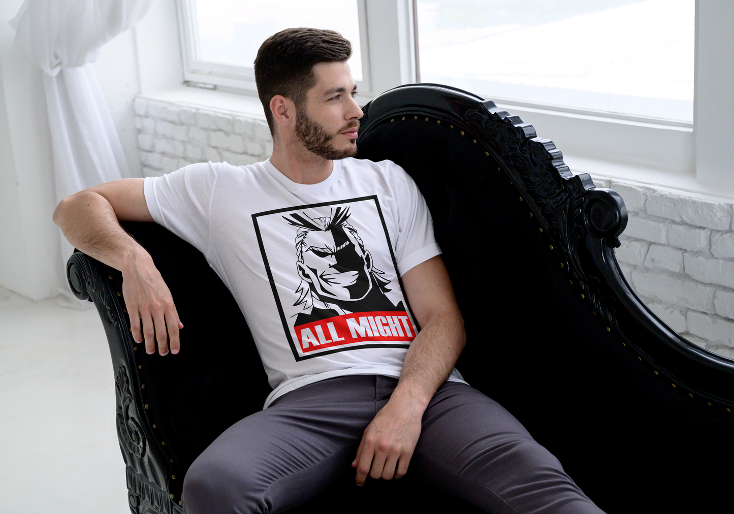 My Hero Academia All Might T-Shirt - Symbol of Peace Propaganda Poster Design | Premium Unisex Triblend Tee