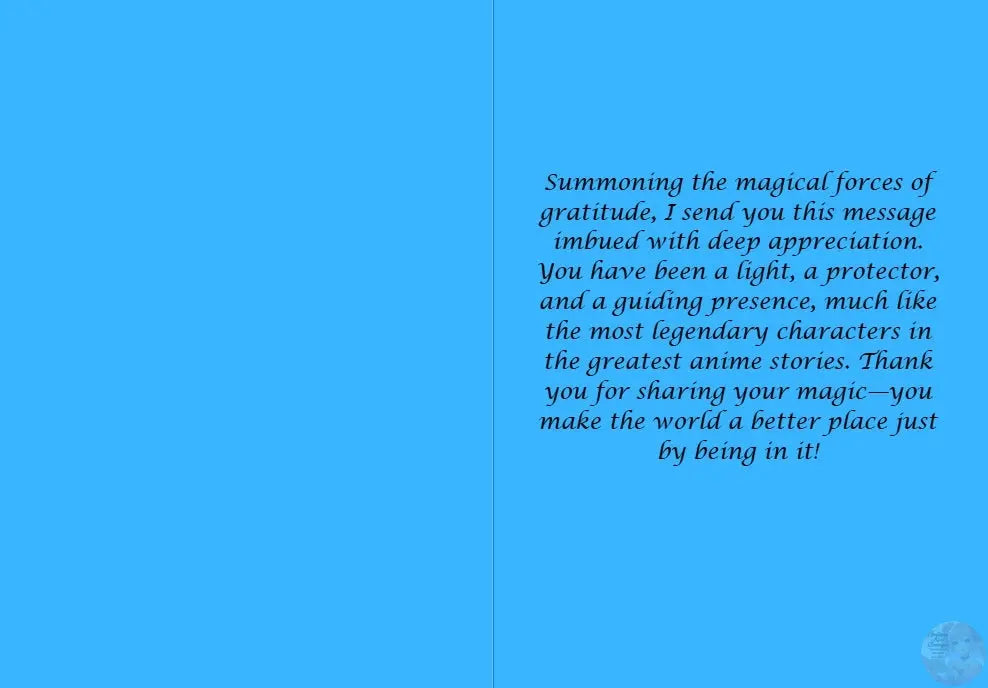 Anime Thank You Card - Fantasy Mage Design - Magical Spell Gratitude Wizard Card - Goddess Kiss Boutique