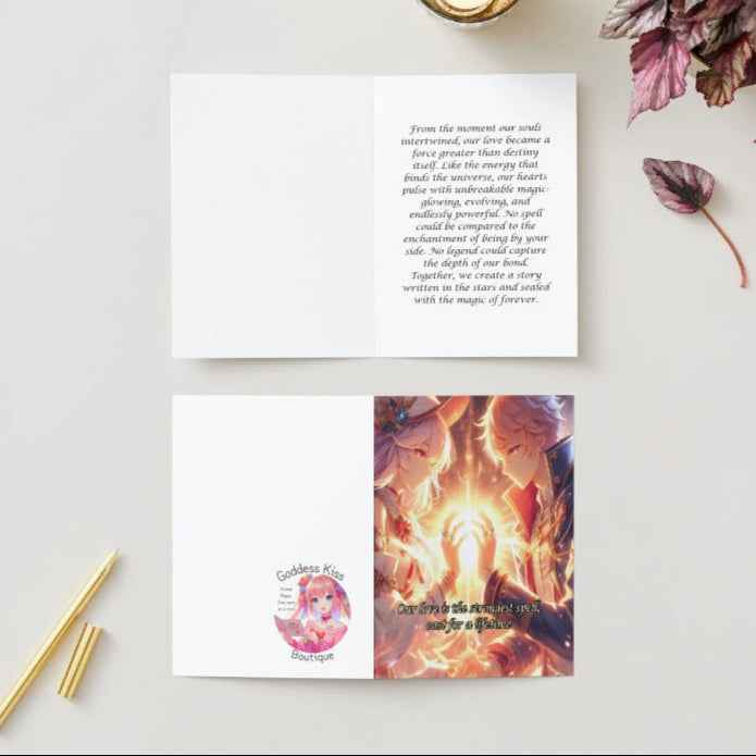 Anime Anniversary Card - Magical Bond Design - Eternal Connection Romance Card