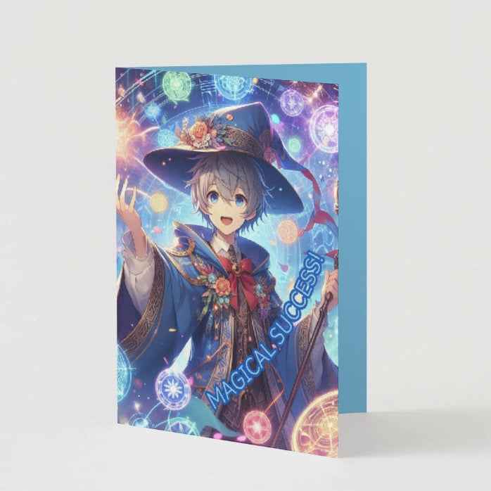 Anime Congratulations Card - Magical Celebration Fireworks - Wizard Congratulations Card