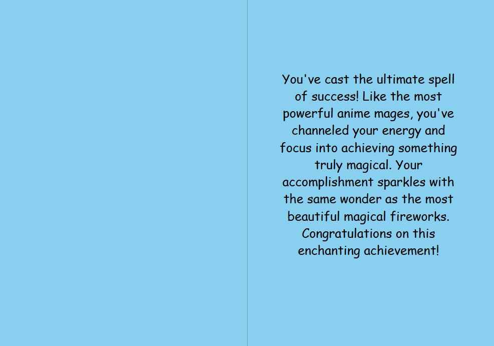 Anime Congratulations Card - Magical Celebration Fireworks - Wizard Congratulations Card