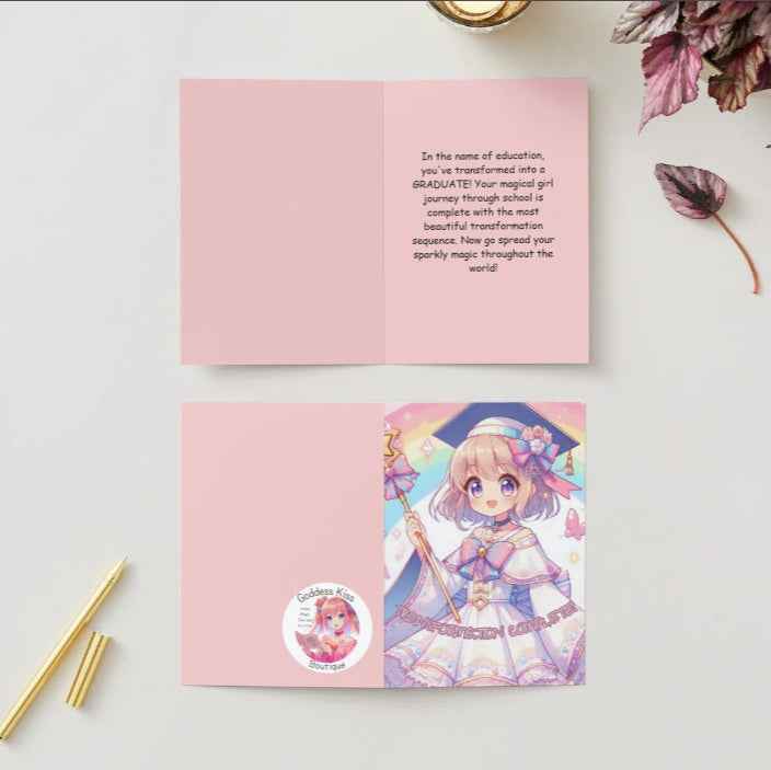 Anime Graduation Card - Magical Girl Scholar - Transformation Graduation Card