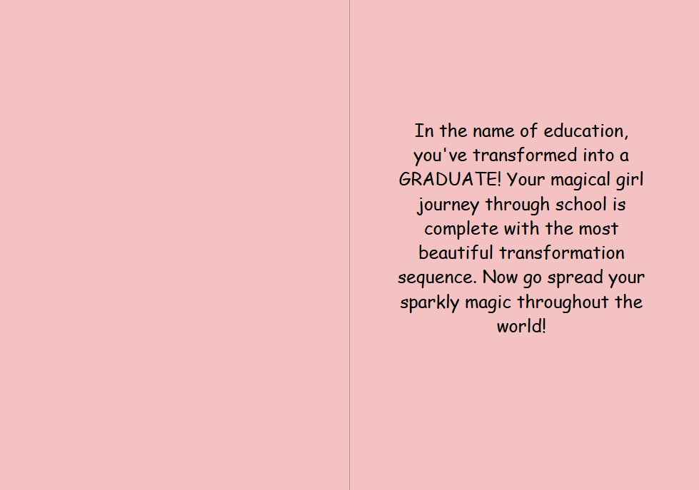 Anime Graduation Card - Magical Girl Scholar - Transformation Graduation Card