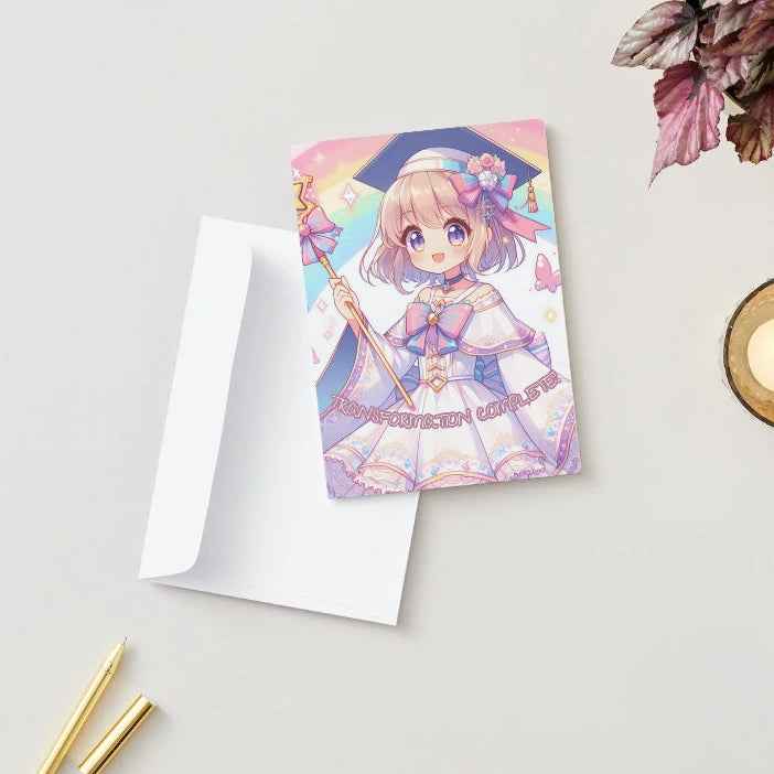 Anime Graduation Card - Magical Girl Scholar - Transformation Graduation Card
