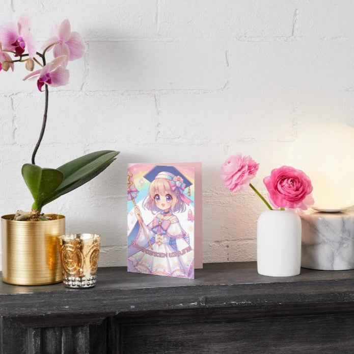 Anime Graduation Card - Magical Girl Scholar - Transformation Graduation Card
