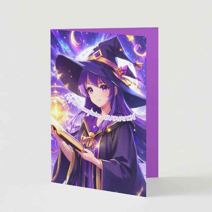 Anime Graduation Card - Magical Scholar Graduate - Witch Graduation Card