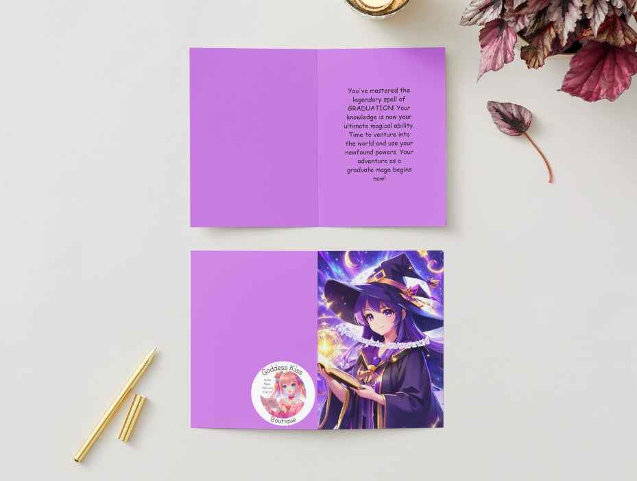 Anime Graduation Card - Magical Scholar Graduate - Witch Graduation Card