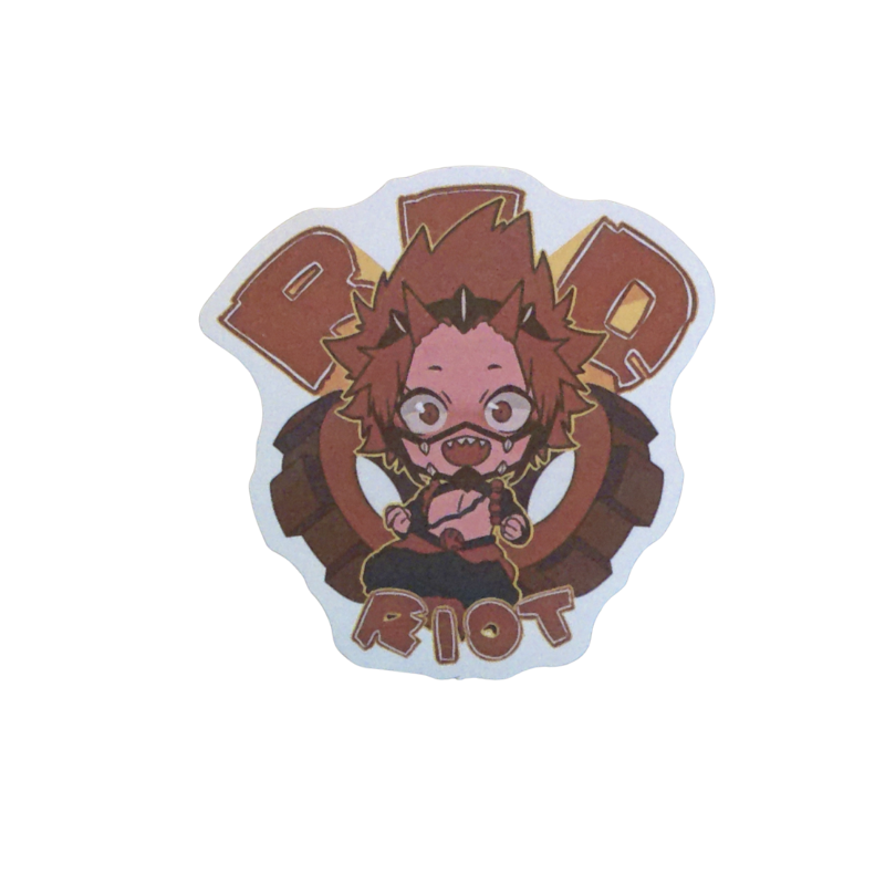 Collection of 100 My Hero Academia anime character stickers featuring popular heroes like Deku, Bakugo, Todoroki, All Might, and other beloved MHA characters, available as individual $1 vinyl stickers