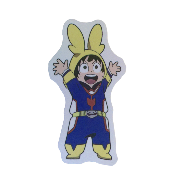 Collection of 100 My Hero Academia anime character stickers featuring popular heroes like Deku, Bakugo, Todoroki, All Might, and other beloved MHA characters, available as individual $1 vinyl stickers