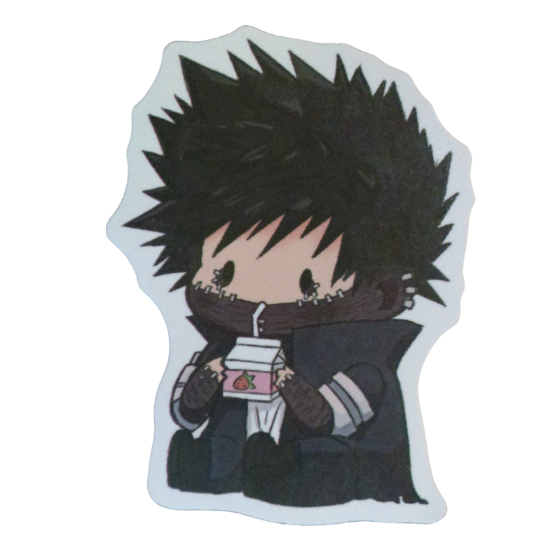 Collection of 100 My Hero Academia anime character stickers featuring popular heroes like Deku, Bakugo, Todoroki, All Might, and other beloved MHA characters, available as individual $1 vinyl stickers
