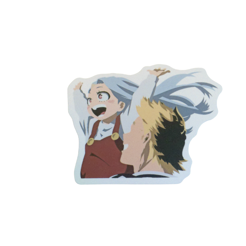 Collection of 100 My Hero Academia anime character stickers featuring popular heroes like Deku, Bakugo, Todoroki, All Might, and other beloved MHA characters, available as individual $1 vinyl stickers