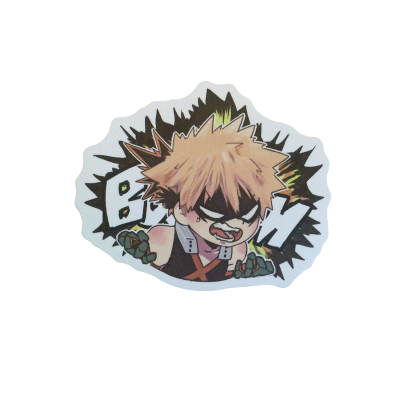 Collection of 100 My Hero Academia anime character stickers featuring popular heroes like Deku, Bakugo, Todoroki, All Might, and other beloved MHA characters, available as individual $1 vinyl stickers