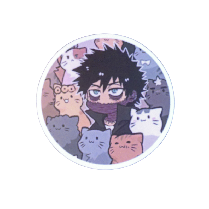 Collection of 100 My Hero Academia anime character stickers featuring popular heroes like Deku, Bakugo, Todoroki, All Might, and other beloved MHA characters, available as individual $1 vinyl stickers