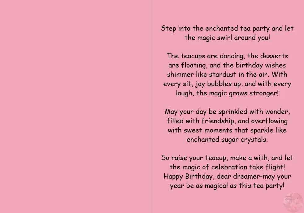 Anime Birthday Card - Mystical Tea Party Design - Magical Floating Teacups Celebration