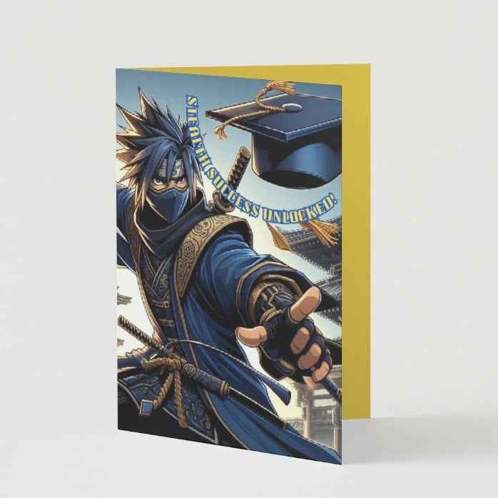 Anime Graduation Card - Ninja Graduate Stealth Success - Warrior Graduation Card