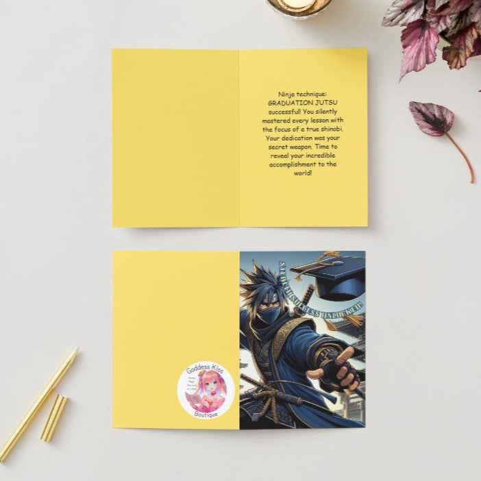 Anime Graduation Card - Ninja Graduate Stealth Success - Warrior Graduation Card