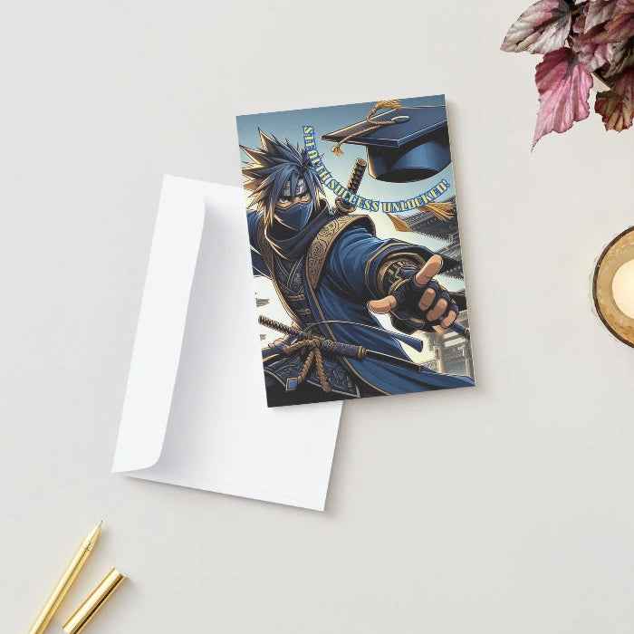 Anime Graduation Card - Ninja Graduate Stealth Success - Warrior Graduation Card