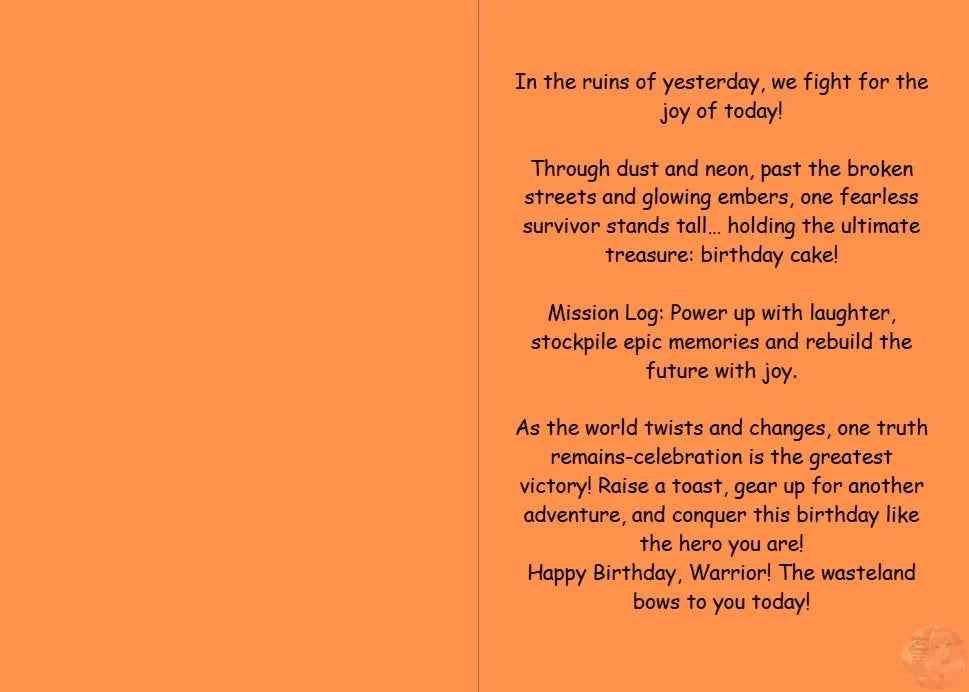 Anime Birthday Card - Wasteland Survivor Design - Post-Apocalyptic Celebration Card