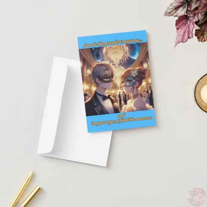 Anime Anniversary Card - Royal Masquerade Ball Design - Elegant Formal Celebration Card
