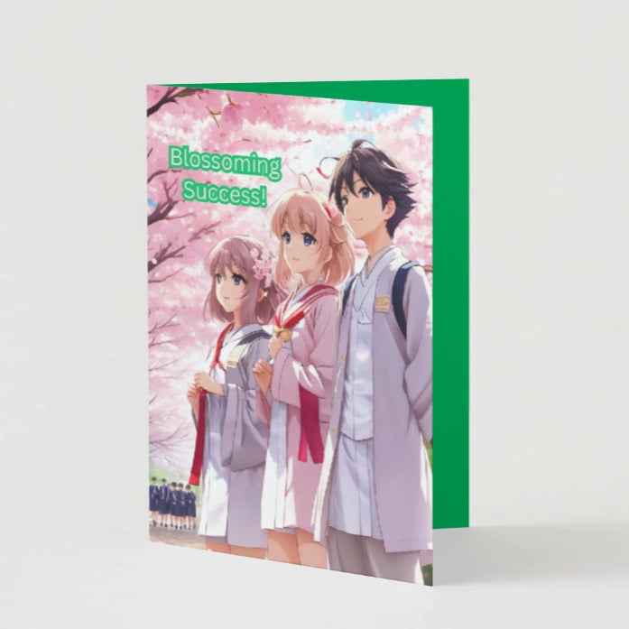 Anime Graduation Card - Sakura School Graduate - Cherry Blossom Graduation Card