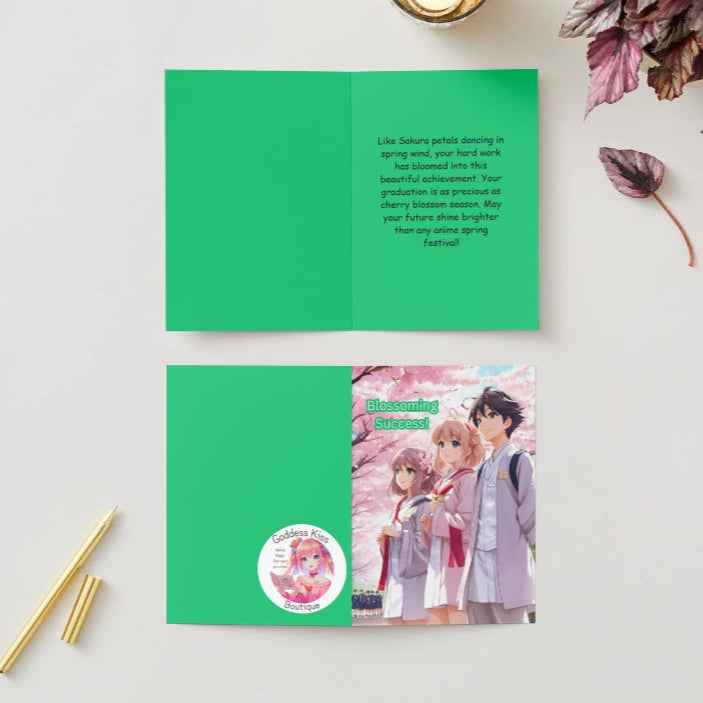 Anime Graduation Card - Sakura School Graduate - Cherry Blossom Graduation Card