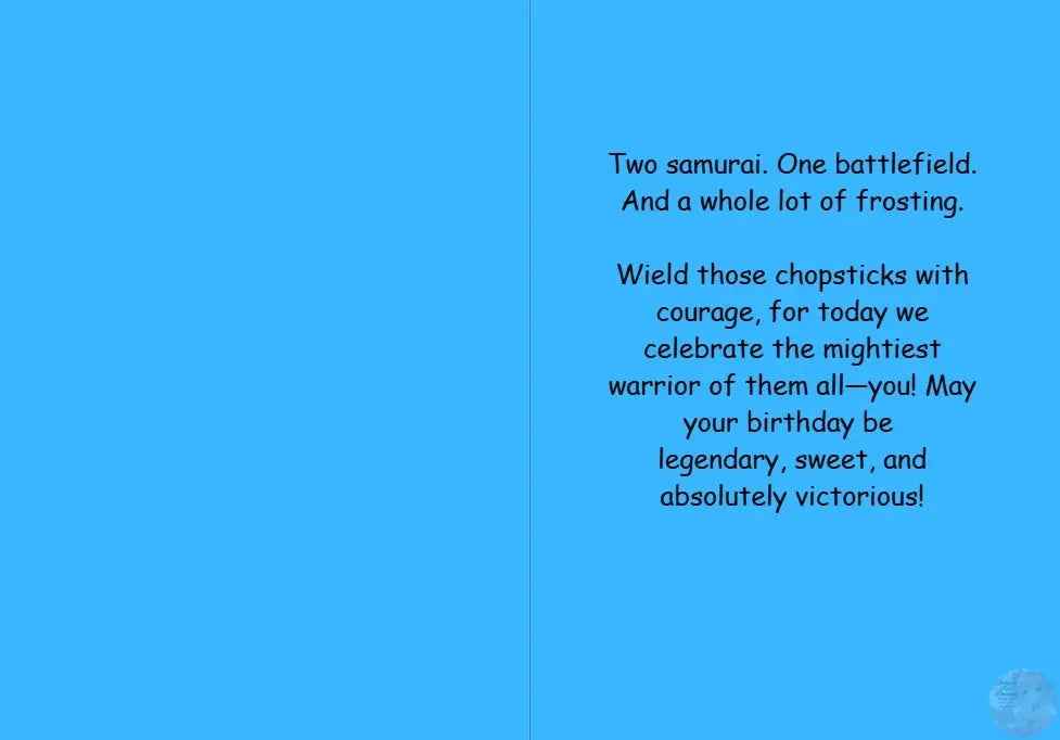 Anime Birthday Card - Samurai DuelCelebration - Japanese Warrior Greeting Card