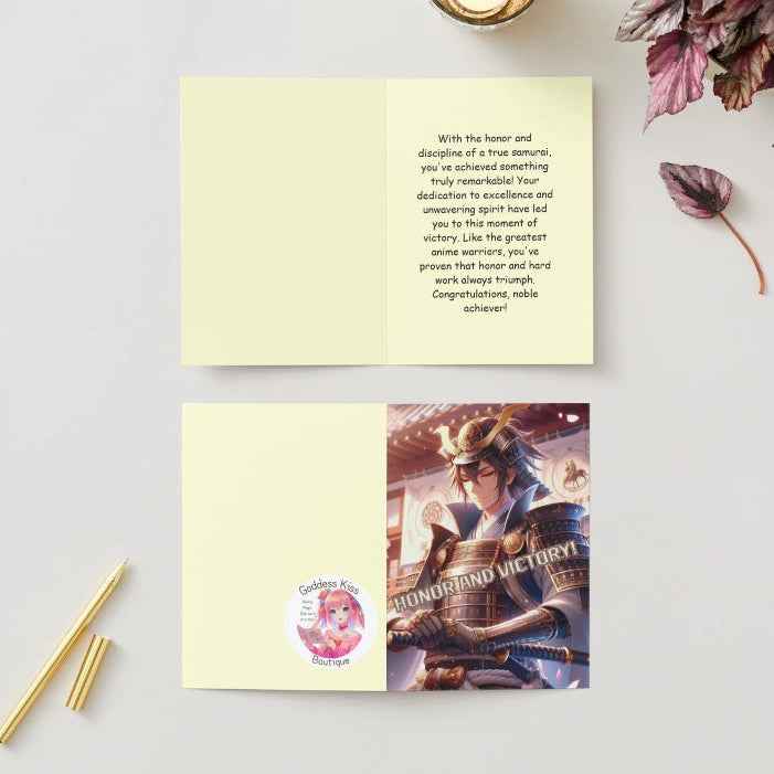 Anime Congratulations Card - Samurai Honor Victory - Warrior Congratulations Card