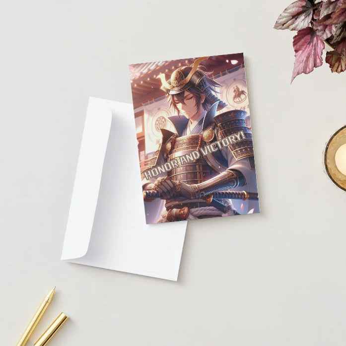 Anime Congratulations Card - Samurai Honor Victory - Warrior Congratulations Card