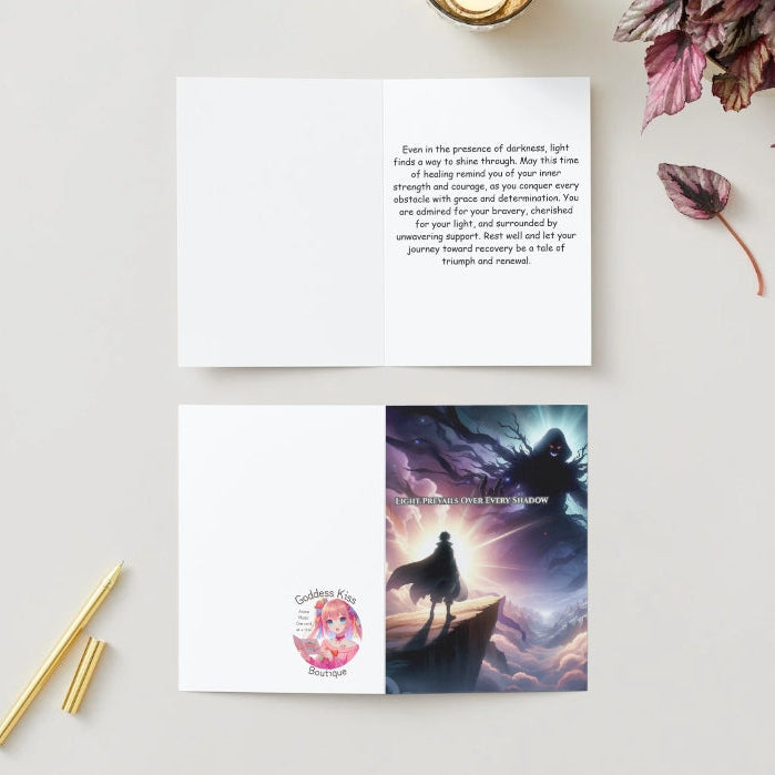 Anime Get Well Card - Shadowbreaker Design - Light Triumph Recovery Card - Goddess Kiss Boutique