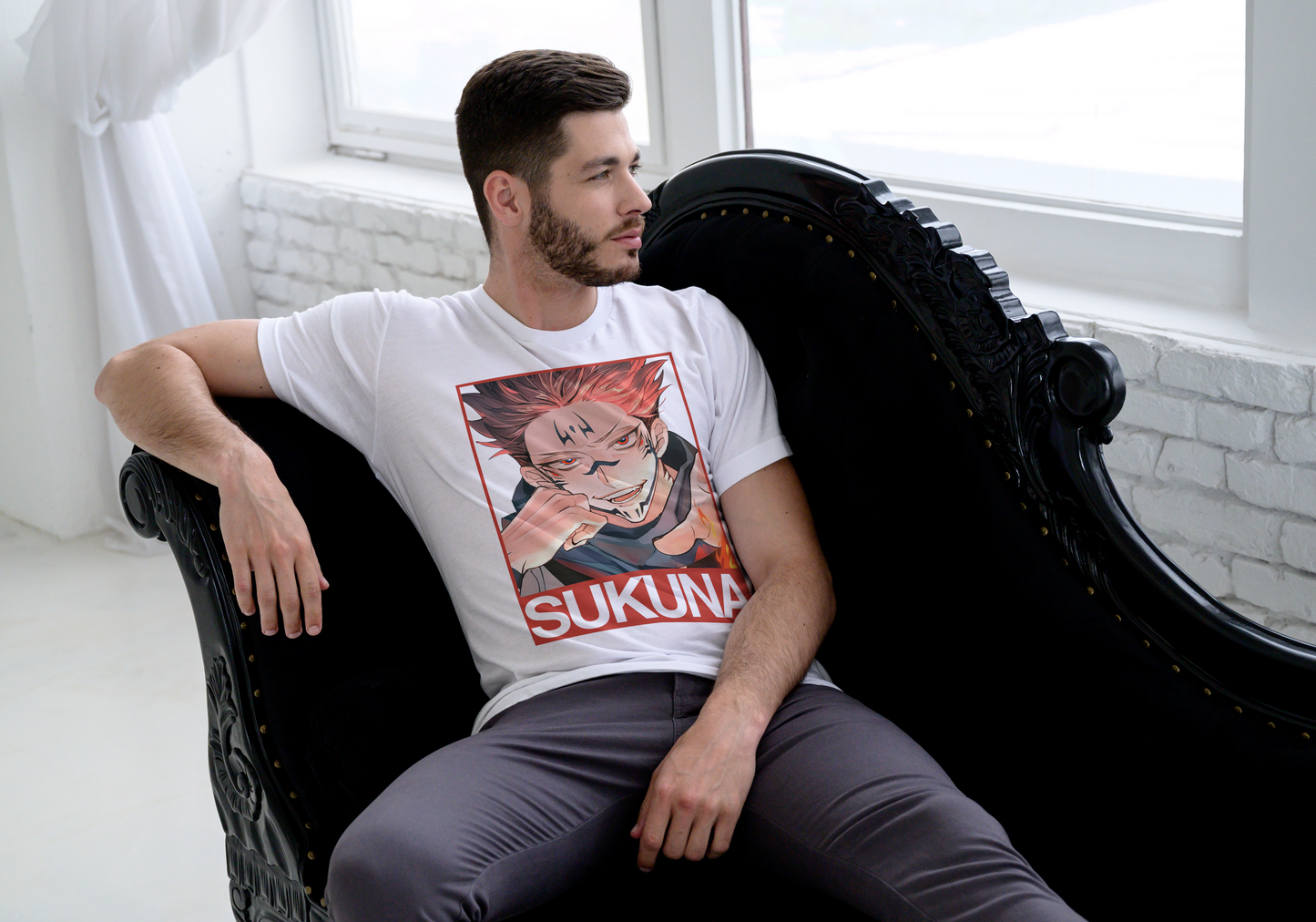Jujutsu Kaisen Sukuna T-Shirt - King of Curses Menacing Grin Design | Premium Unisex Triblend Tee
